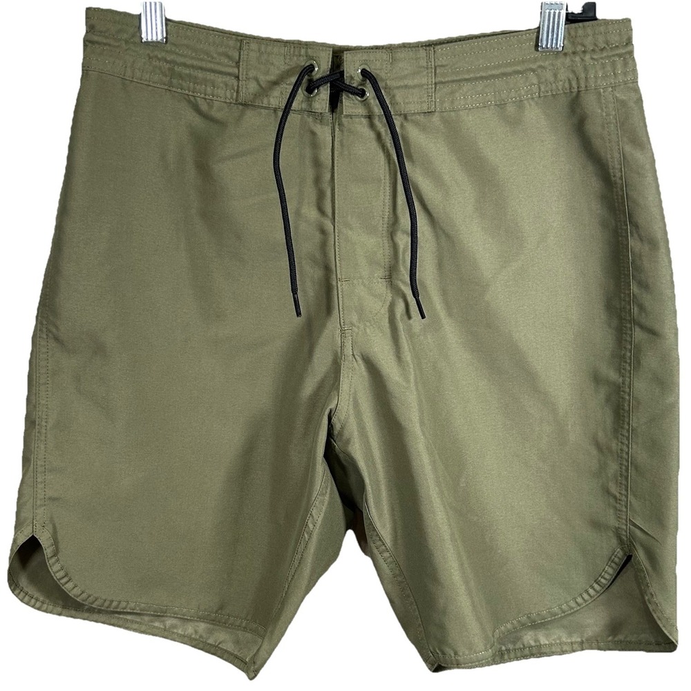 Old Navy Swim Trunks Men's Size 31 Olive Green Drawstring Board Shorts Beach